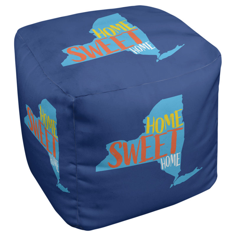 Repose-pieds cube new york home, Bleu marine