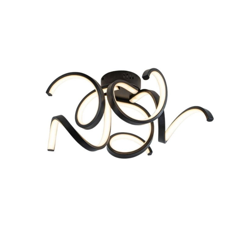 LED Semi Flush Mount, 19.5cm H x 50cm W x 50cm D, Matte Black