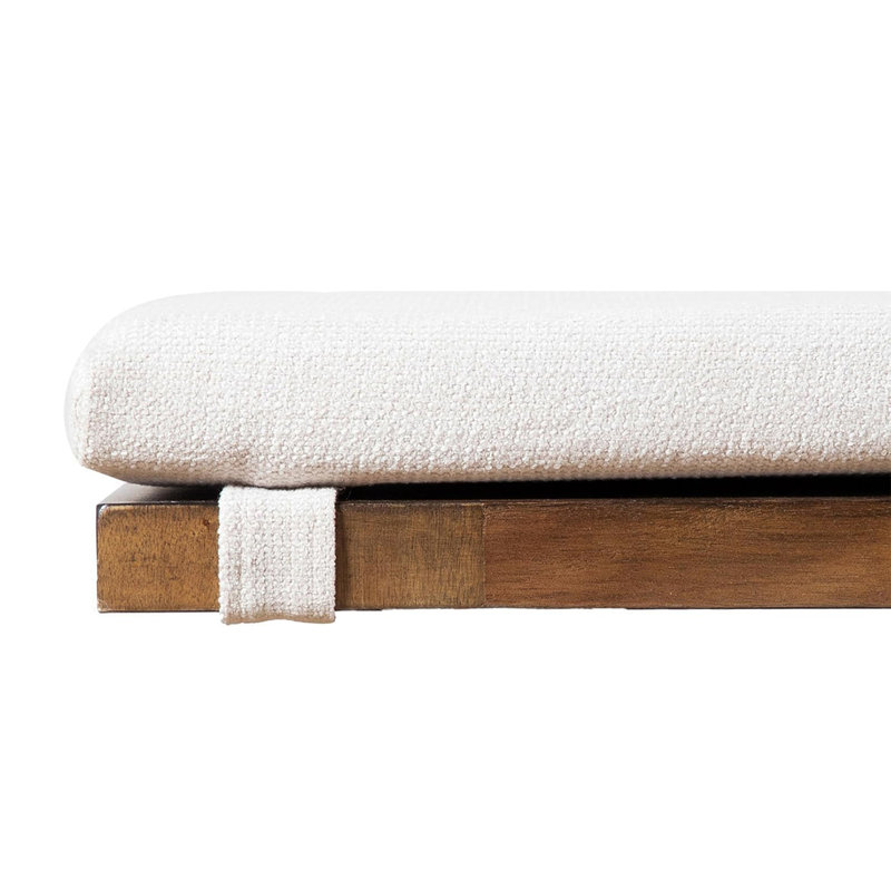 Upholstered Dining Bench With Trestle Base In Brown And White