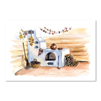 " Russian Stove Interior Of The Russian Log Hut " Painting Print