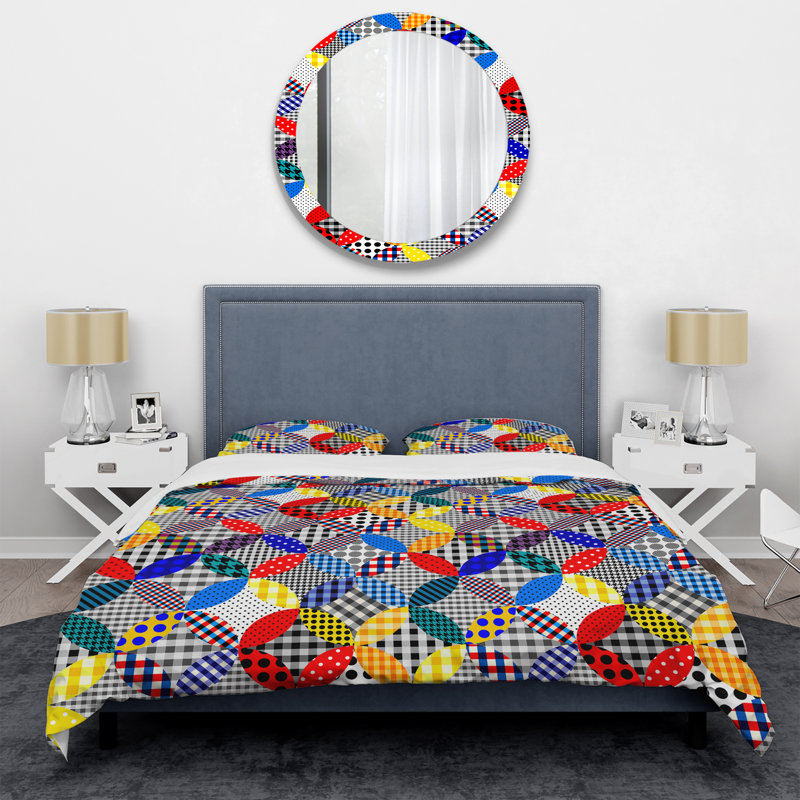 Multicolore imitation patchwork - ensemble de housse de couette abstrait - microfibre de polyester