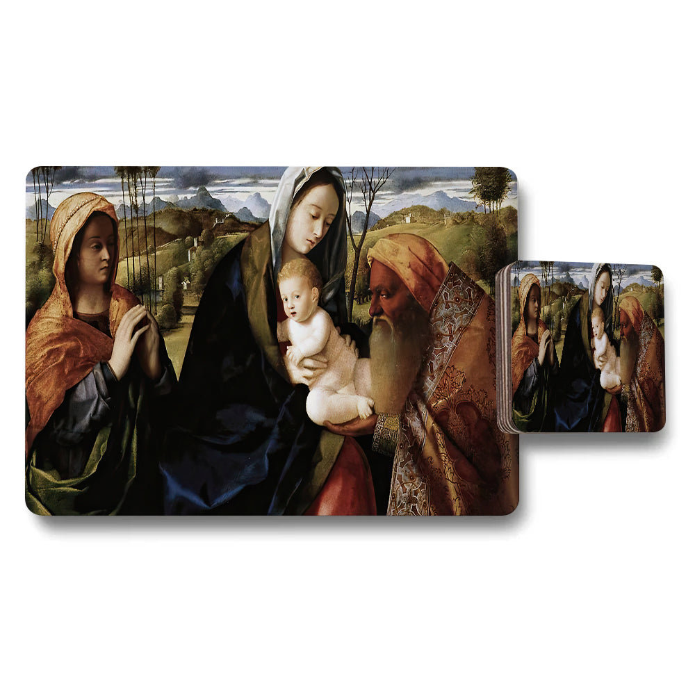 Madonna And Child Artwork Placemat Coaster Set Decor