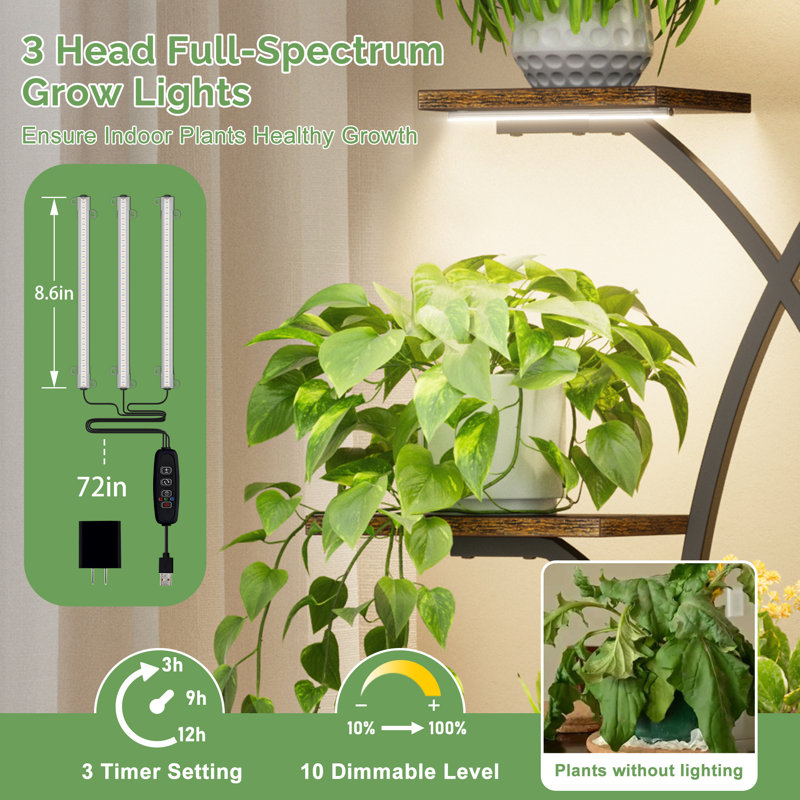 Flower Spike Plant Stand with Grow Lights - 8 Tier Indoor