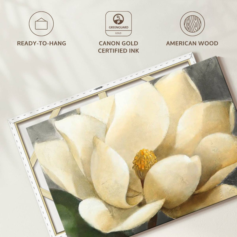 Harnek Magnolia Blossom On Gray, 20" H x 30" W