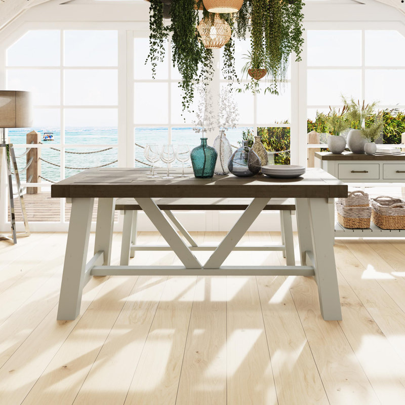 Brents Rectangular Trestle Base Dining Table Solid Reclaimed Pine 1.6m or 2m., 200" L x 100" W