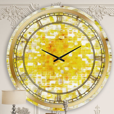 Glam Yellow Explosion Blocks I - Horloge murale moderne