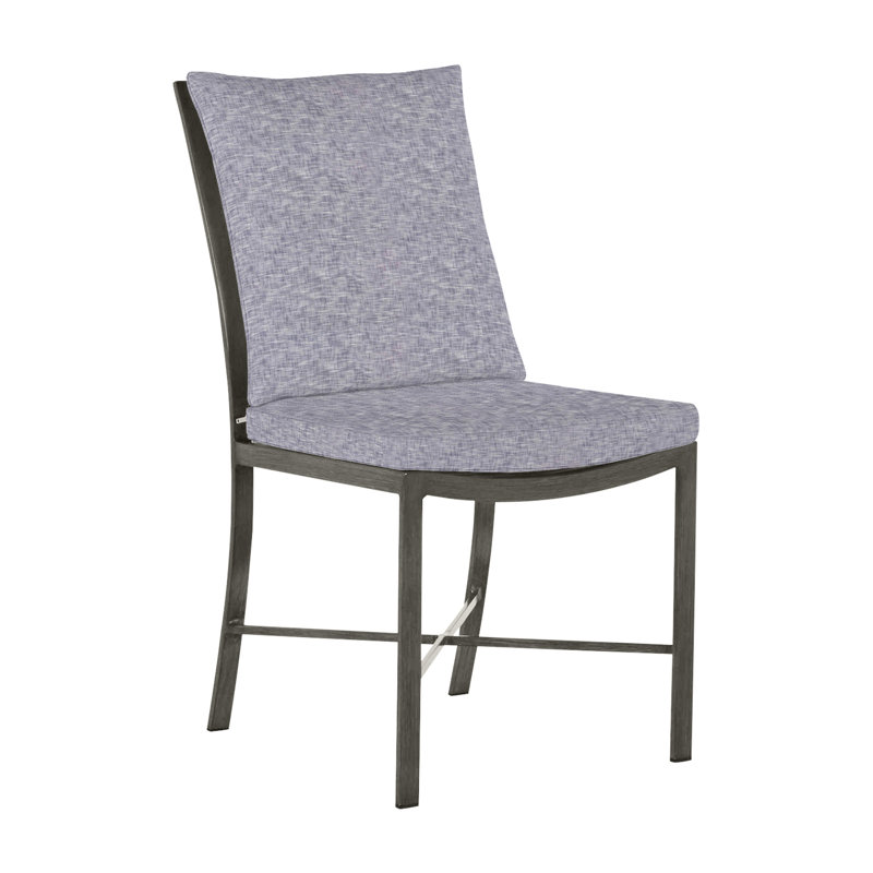 Monaco Patio Dining Side Chair with Cushions, Dove Sunbrella® Linen, No Welt, Slate Gray