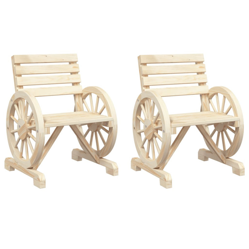 2 chaises de patio en bois massif Vidaxl 22,8 po x 22,8 po x 30,9 po Vidaxl, Beige