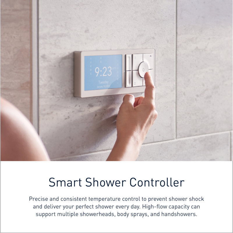U by Moen Smart Shower 4-Outlet Digital Shower Controller for Thermostatic Shower Valve, Terra Beige