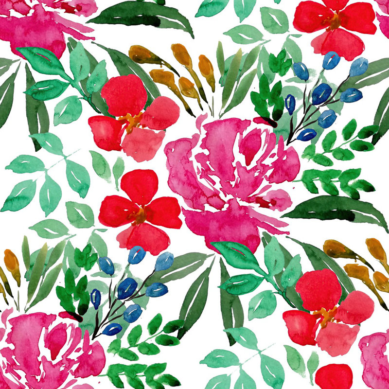 Floral Wall Mural, 8.33' W x 8.33' L