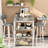 Dining Table Set For 2, 3 Pieces Bar Table Counter Height And Chairs Set, Kitchen Table  With 3 Storage Shelves, 2 Upholstered Chairs With Backrests & Footrests For Apartment, Breakfast, Bar, Kitchen Island-1754083762