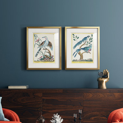 «Pastel Birds V», reproduction encadrée de qualité supérieure, prête à être accrochée