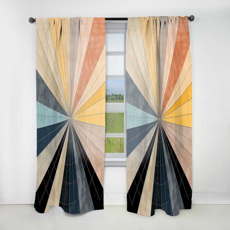 Mid-Century New Balance Abstract Geometrics III - Abstract Velvet Curtain - 1 Panel, 52" W x 95" L