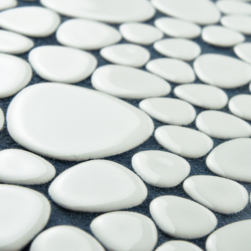 Pebble 11" x 11" Porcelain Pebbles/Rocks Mosaic Wall & Floor Tile, White