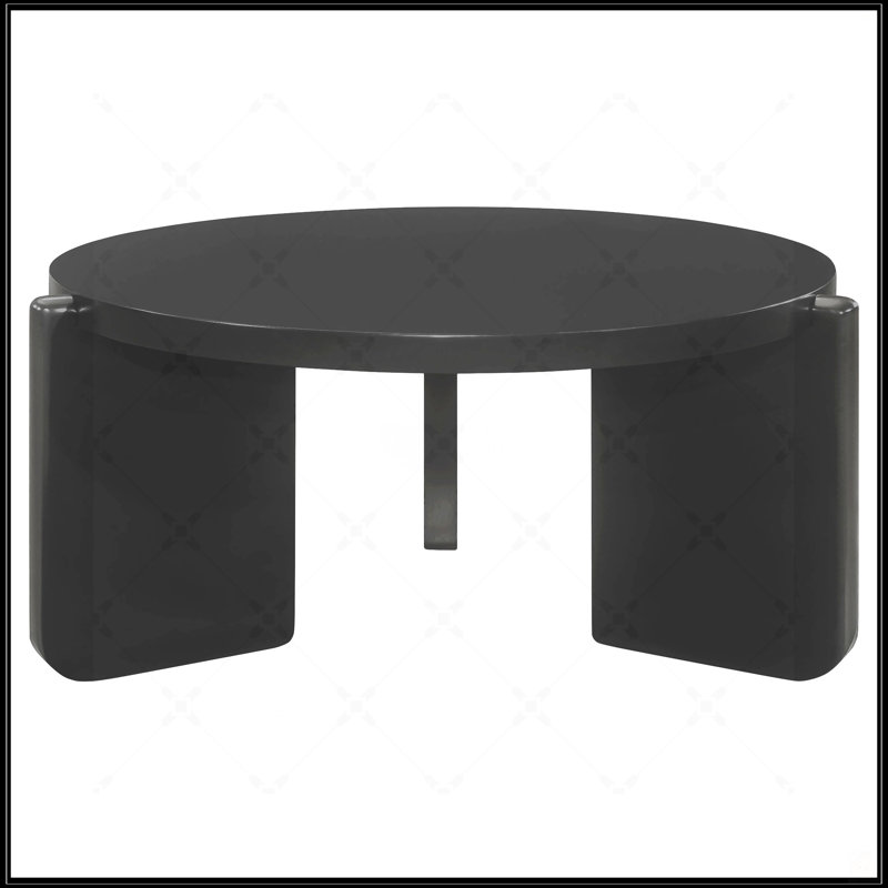 Table basse noire ronde en bois massif