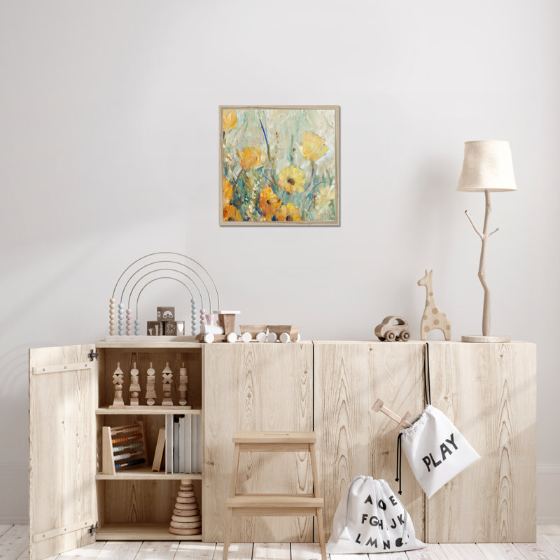 Floral Expression I by Timothy O' Toole - Painting, 55cm H x 55cm W, Natural Wood Framed Paper Print