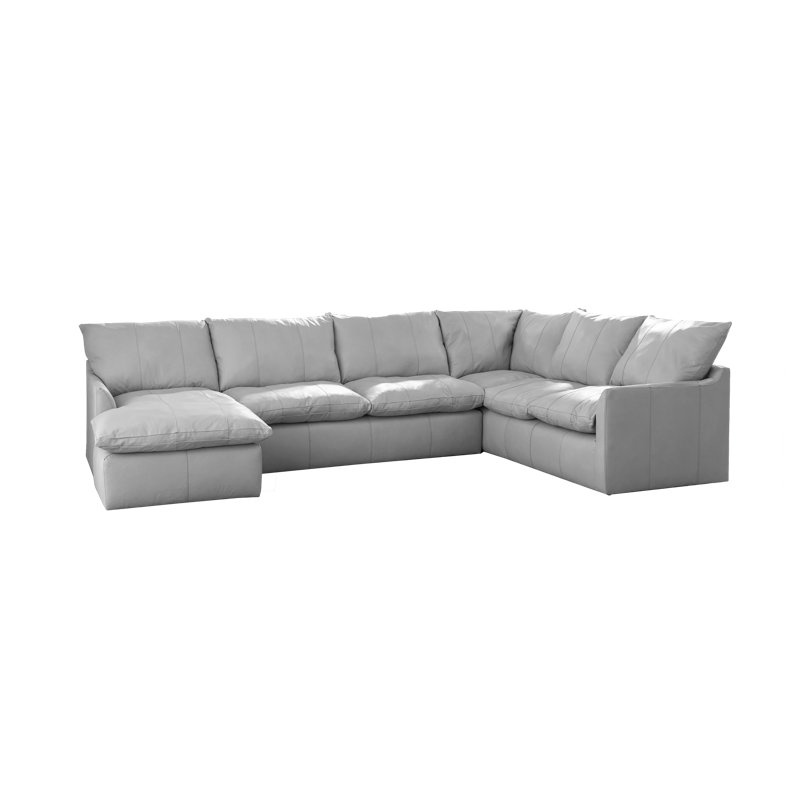 3 - Piece Genuine Leather U-Shaped Sectional, Left Hand Facing