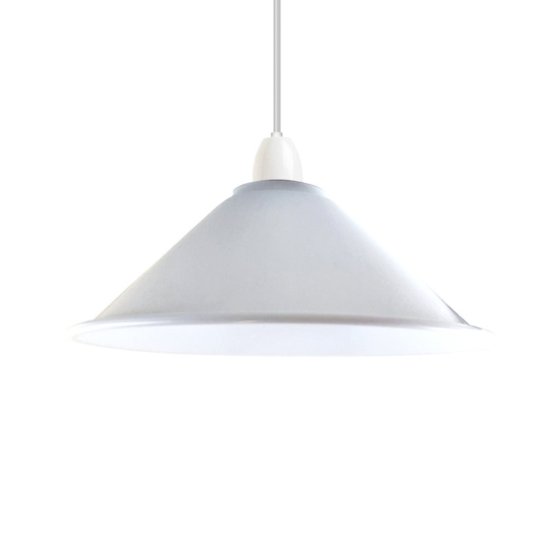 Vintage 10cm H Metal Cone Lamp Shade, White