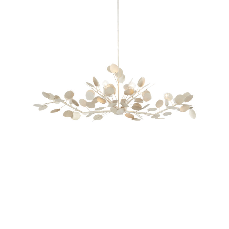 Lunaria 6 - Light Chandelier, Contemporary Silver Leaf