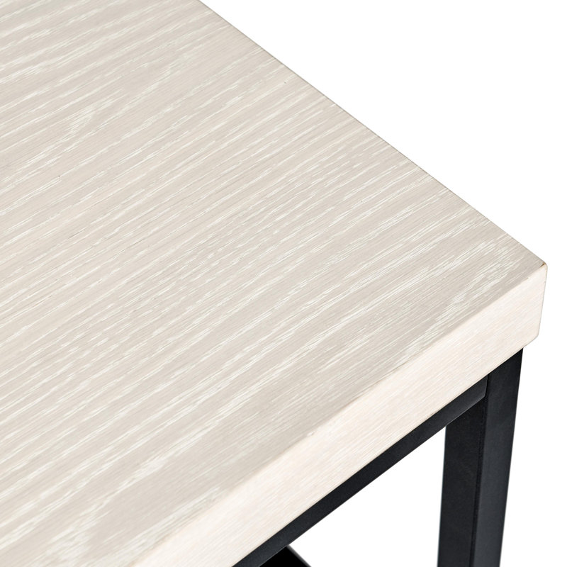 Brayton 52" White Wash Rectangular Coffee Table with Metal Frame