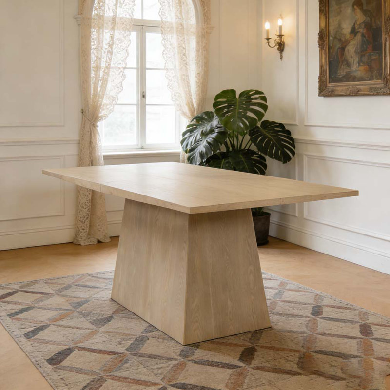 Table de salle à manger 82 po à piédestal Lowell, Clair naturel