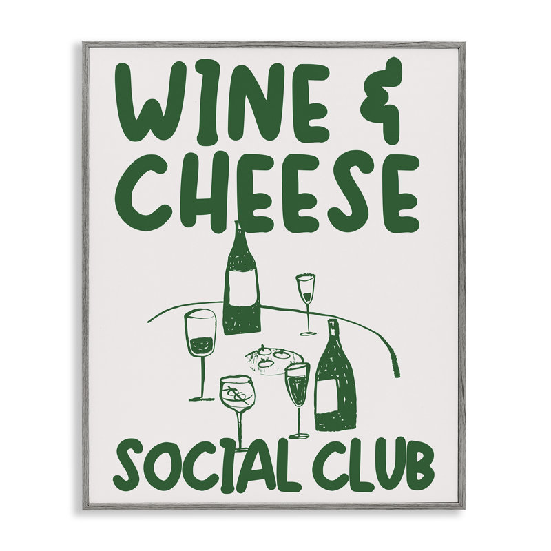 Giclée encadrée par Wine & Cheese Social Club, conception de House of Lulu, H 20 po x l 16 po, Estampe numérique Farmhouse