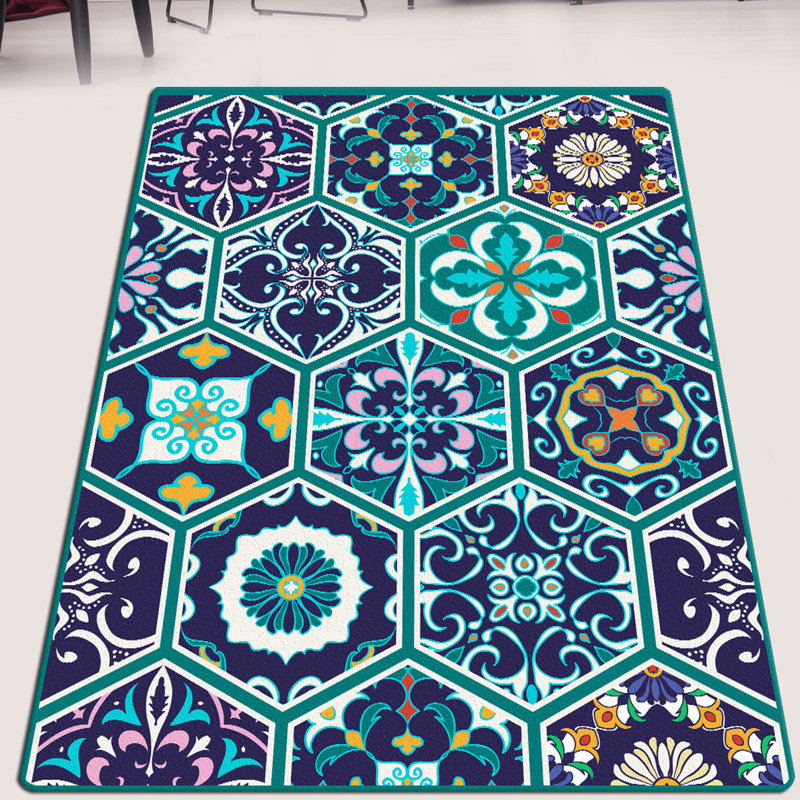 High-Quality Area Rug, 3.3 x 5.2 ft, 100% Polyester, 0.2 in Pile Height | Antibacterial, Non-Slip Felt Dot Underside | Machine Washable at 86°F, Easy Care | Perfect for Living Room, Bedroom, and Hallways