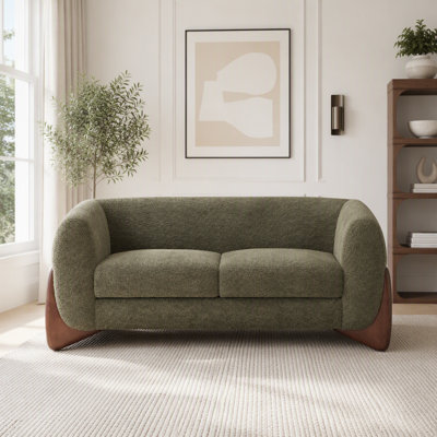 Causeuse Boucle en velours vert olive