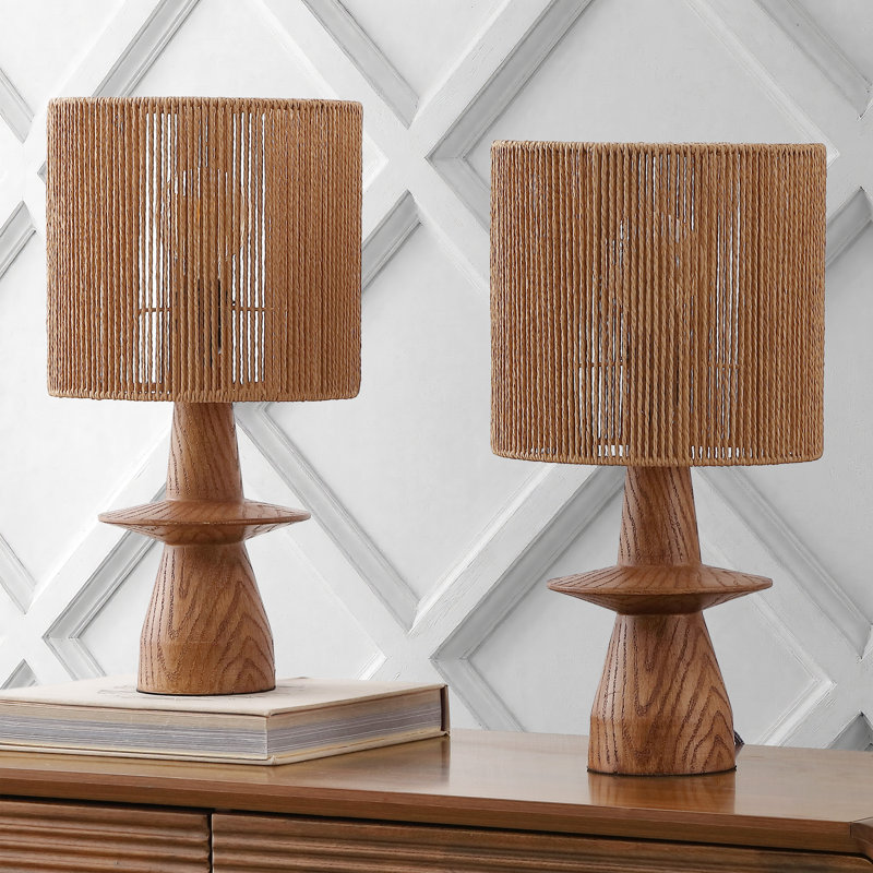 Lampe de table Rickie 19 po, Finition en bois brun
