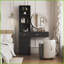 Bureau à cheveux, noir moderne avec rangement multicouche, 2 tiroirs Cabinet | Noir | Bois aggloméré-592343959