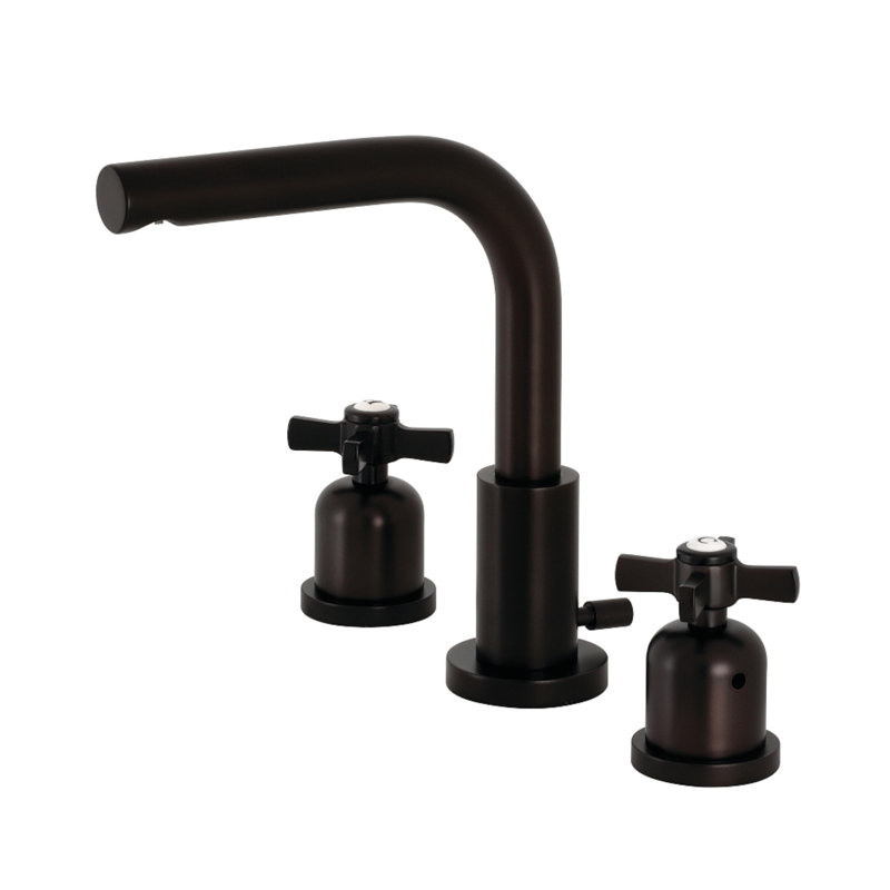 Kingston Brass Millennium Two-Handle 3-Hole Deck Mount Widespread Bathroom Faucet with Brass Pop-Up Drain, Oil Rubbed Bronze