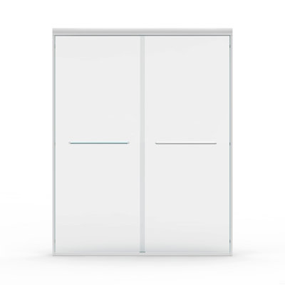 56" - 60" W X 72" H Double Sliding Shower Door, Semi-Frameless Bypass Bathroom Sliding Door With 1/4" (6Mm) Tempered Glass