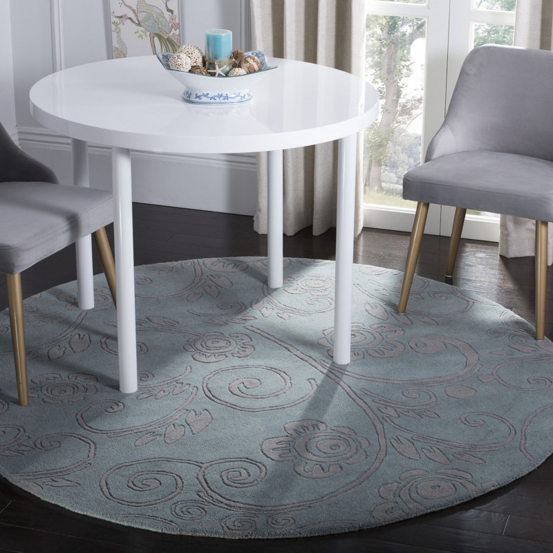 Chanler Hand-Tufted Wool Blue/Grey Area Rug, Round 6'