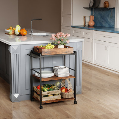 3-Tier Rolling Kitchen Cart with Removable Serving Tray by 17 Stories