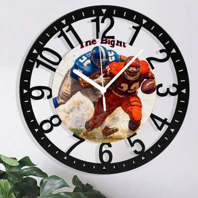 Horloge murale en métal pour le salon - Horloge de football de 10 po The Big Ht