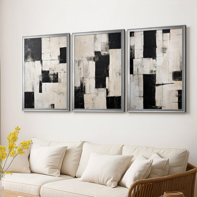 ABSTRACT Series CCCLVIII  -Custom Framed  Wrapped Gallery Canvas - 3 Pieces