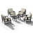 Teak Outdoor Four-person Conversation Set With Cushion And Two Side Tables-1987628335-1987628368