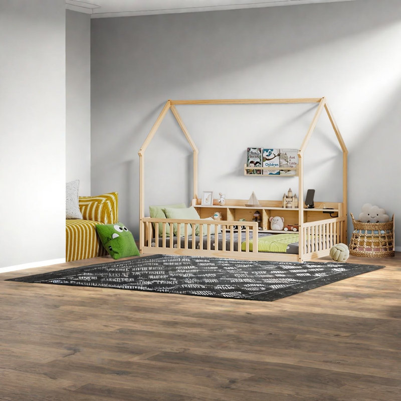 Lits avec rangement, lit simple en bois de pin, chambre d'enfant à la ferme