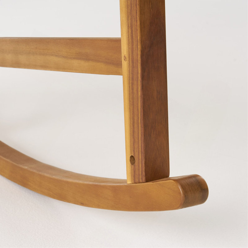 Chaises berçantes d'extérieur en bois d'acacia avec support de 250 lb, chaise berçante lisse pour terrasse de jardin