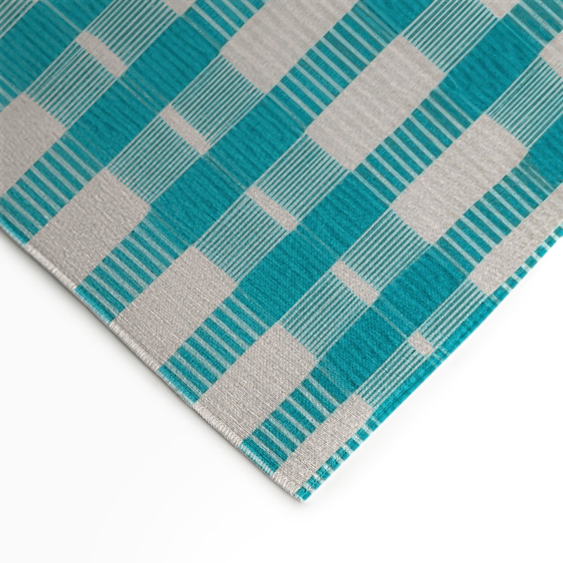 Tapis d'intérieur et d'extérieur à carreaux vert, Rectangulaire 3 pi x 5 pi