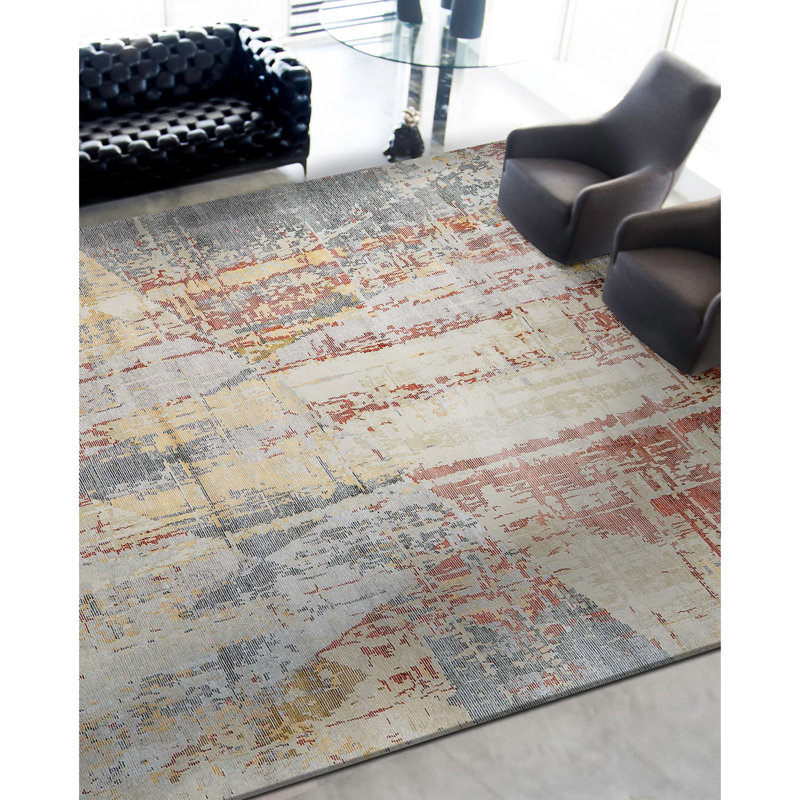 Tapis gris de haute qualité noué à la main, Rectangle 7 pi 9 po x 9 pi 9 po