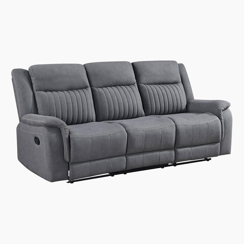 Solida 86"W Microfiber Manual Double Reclining Sofa