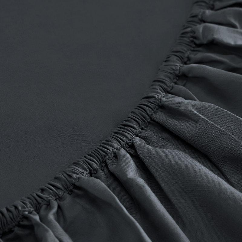 Ensemble de draps en satin de bambou 300 TC, Ensemble de draps pour grand lit + un drap-housse, Gris foncé