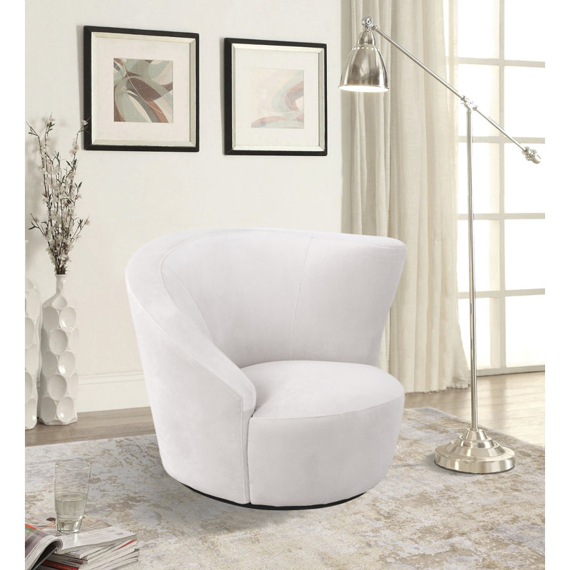 Vicenza Velvet Swivel Accent Chair, Off-White