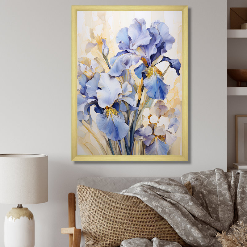 Minimalisme Irises Melody I sur toile, Cadre doré simple, H 20 po x l 12 po x P 1 po