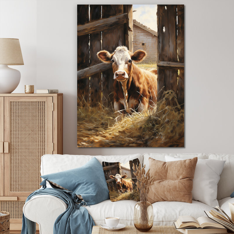 «Cherrill Cow Rustic Charm II», reproduction sur toile encadrée, H 20 po x l 12 po x P 1 po, Toile tendue