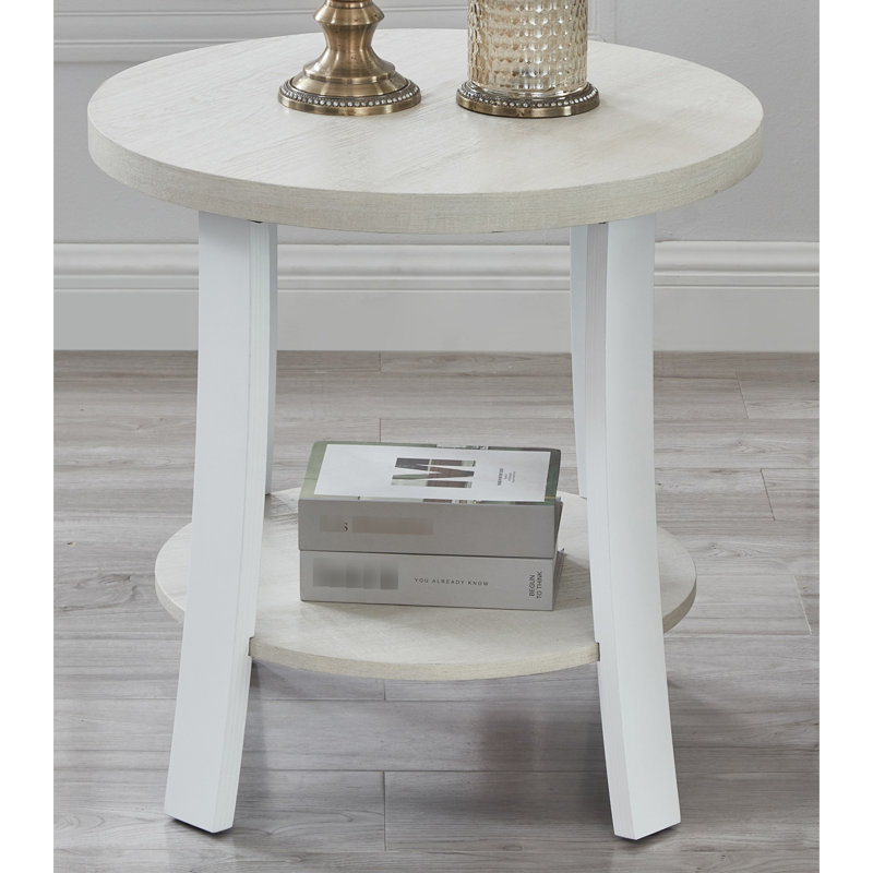 Table d'appoint ronde blanche avec tablette - Une option pratique et élégante, un élément essentiel du salon contemporain