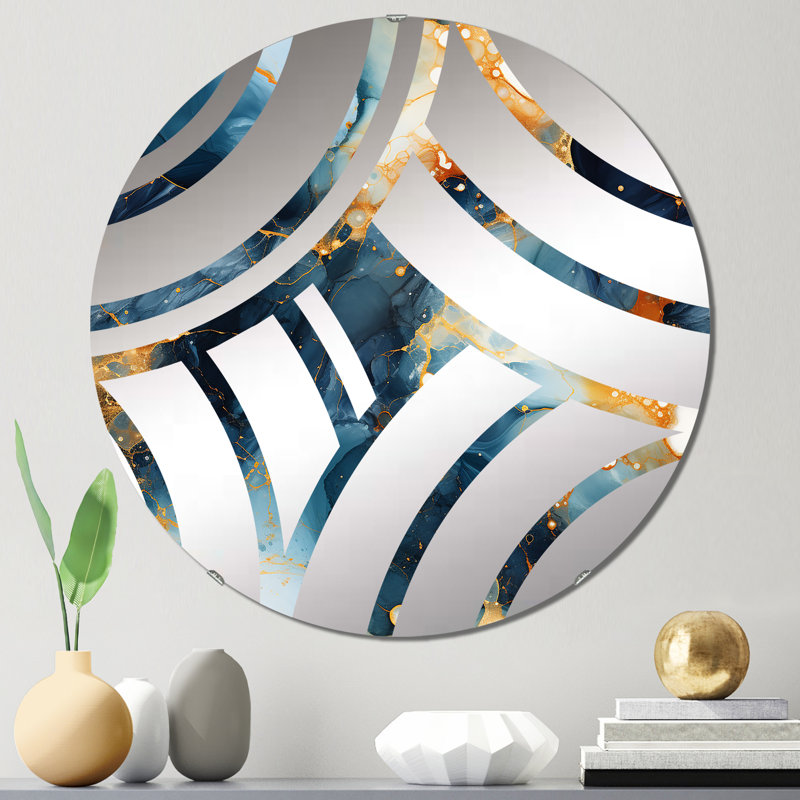 Miroir décoratif bleu sarcelle et or Astral Marble Dreams, 31,4 po x 31,4 po