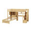 Lit mezzanine simple au-dessus de simple avec bureau intégré, escalier, compartiments de rangement et tablettes-117525343