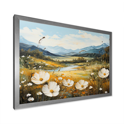 «Buttercups Flowers Mountain Landscape I», reproduction sur toile
